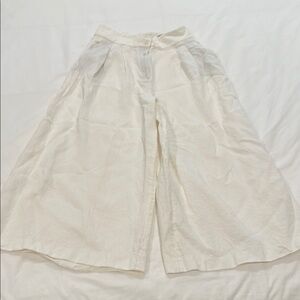 Zara Cream Wide-Leg Cropped Pants
